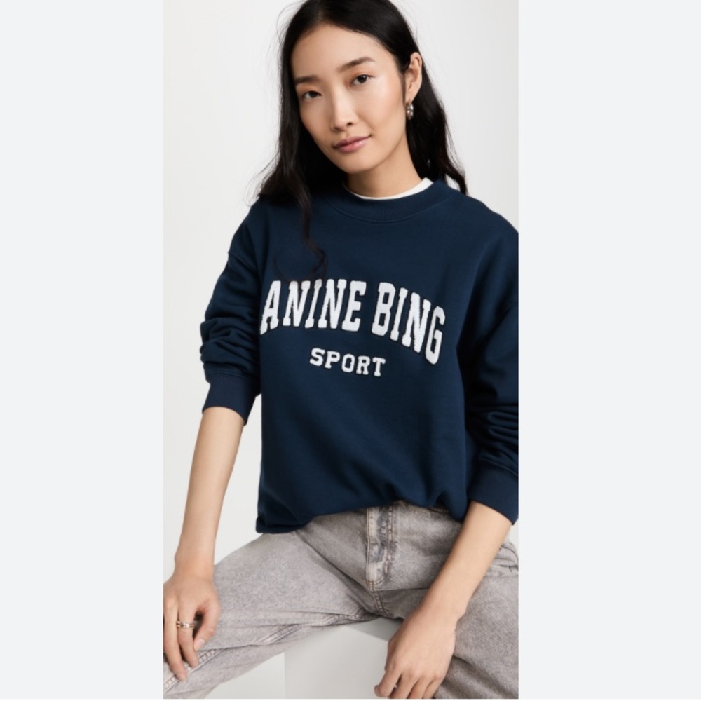 Anine Bing Navy Blue Sweatshirt